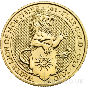 2020 1oz White Lion of Mortimer Gold Coin Queen's Beasts