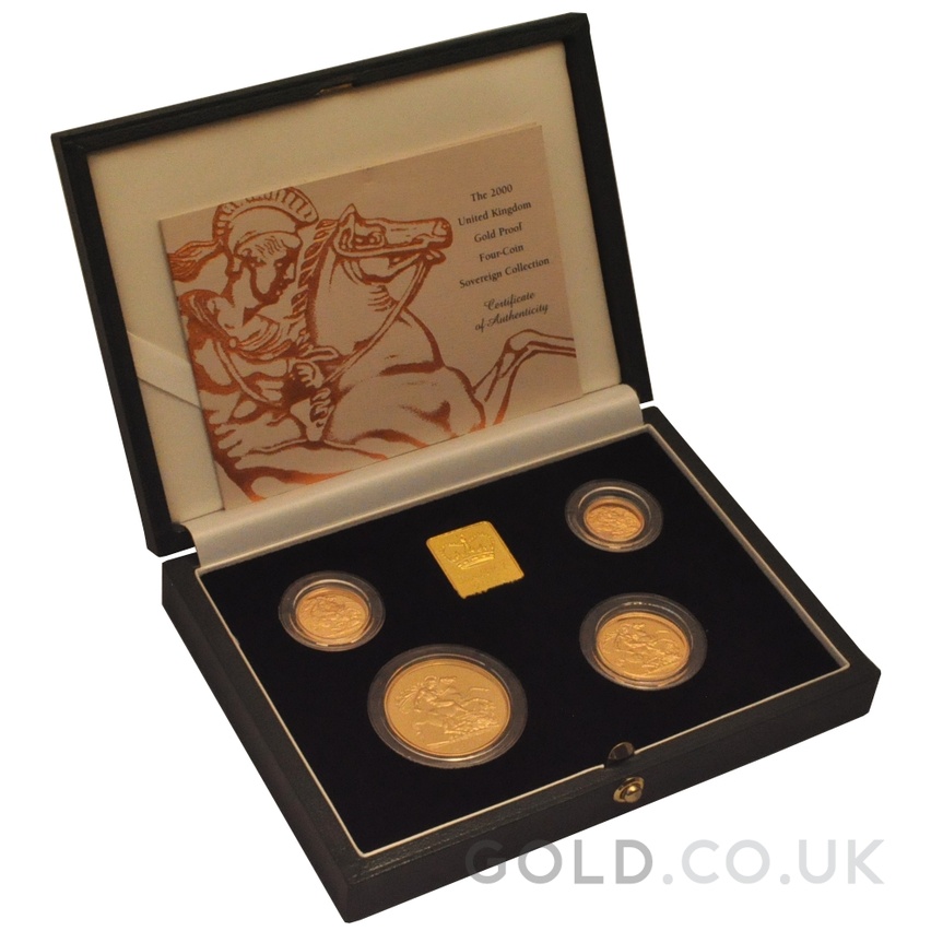 2000 Proof Gold Sovereign 4 Coin Set Boxed
