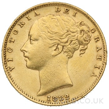 1882 Gold Sovereign Coin Queen Victoria Young Head Shield Back Sydney