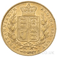 1845 Victoria Young Head Shield Back Gold Sovereign (London Mint)