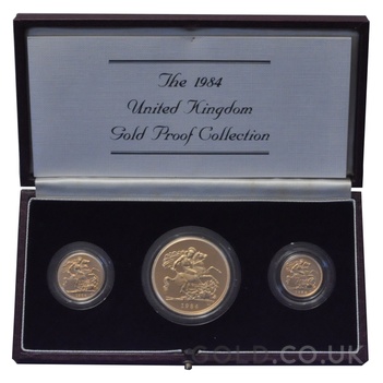 1984 Proof Gold Sovereign 3 Coin Set Large Boxed