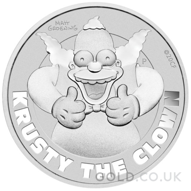 2020 Simpsons Silver Coin 1oz Krusty The Clown