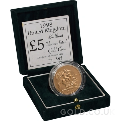 1998 Gold £5 Coin Brilliant Uncirculated Boxed
