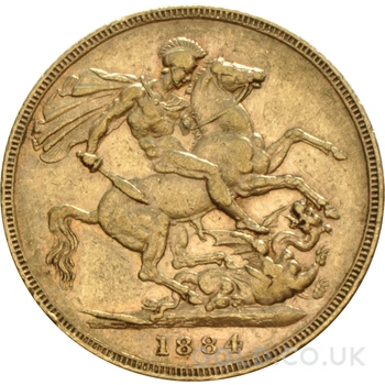 1884 Gold Sovereign Coin Queen Victoria Young Head