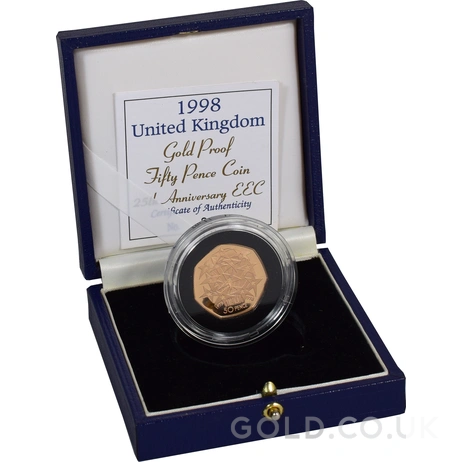 1998 Proof 50p Gold Coin EEC Boxed