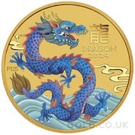 Painted Tenth Ounce Gold Perth Mint Year of the Dragon (2024)