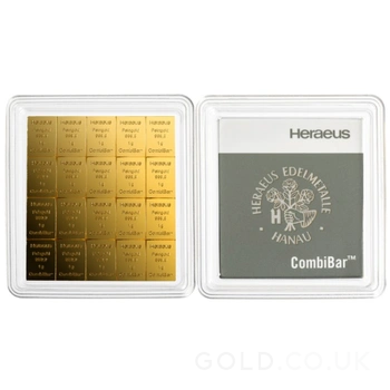 20 x 1g Gold Bar Heraeus CombiBar