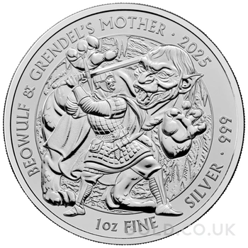 2025 Beowulf & Grendel's Mother Myths & Legends 1oz Silver Coin