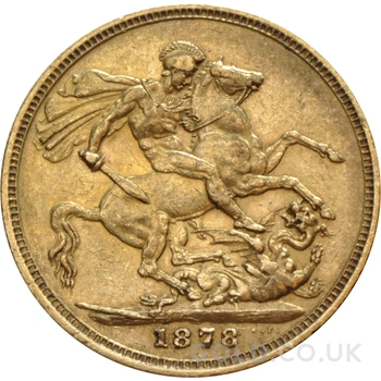 1878 Gold Sovereign Coin Queen Victoria Young Head