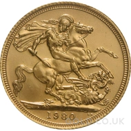 1980 Gold Sovereign Coin Elizabeth II