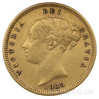 1883 Gold Half Sovereign Queen Victoria Young Head Shield Back Sydney