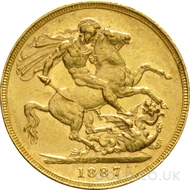 1887 Gold Sovereign Coin Victoria (M)