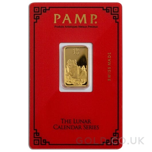 5g Gold Bar Year of the Pig PAMP