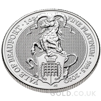 2020 1oz Yale Of Beaufort Platinum Coin Queen's Beasts
