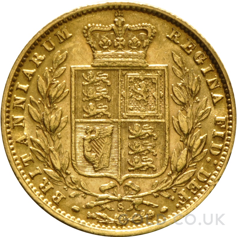 1875 Gold Sovereign Coin Queen Victoria Young Head Shield Back Sydney
