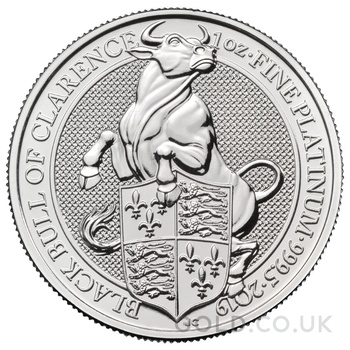 2019 1oz Black Bull of Clarence Platinum Coin Queen's Beasts