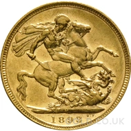 1893 Gold Sovereign Coin Victoria (M)