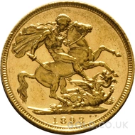 1893 Gold Sovereign Coin Victoria (S)
