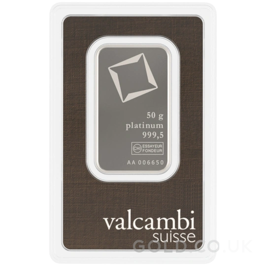 50g Platinum Bar Valcambi Minted