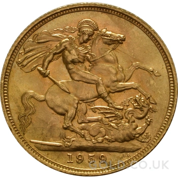 1959 Gold Sovereign Coin Elizabeth II Young Head