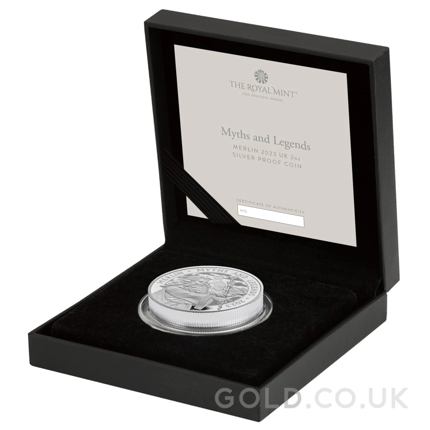 2023 Proof Merlin Silver Coin Myths & Legends 2oz Boxed