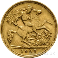 1907 Gold Half Sovereign Coin Edward VII (M)