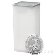 Tube of 25 Britannia One Ounce Silver Coins (2024)