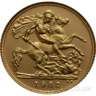 1982 Elizabeth II Decimal Head Gold Half Sovereign