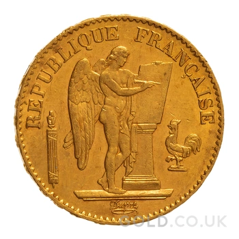 1874 French 20 Francs Gold Coin Guardian Angel A