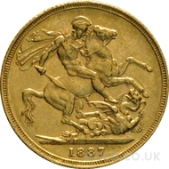 1887 Gold Sovereign Coin Victoria (S)