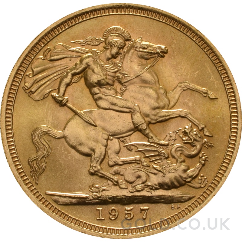 1957 Gold Sovereign Coin Elizabeth II Young Head