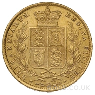 1862 Gold Sovereign Coin Shield Back Victoria 