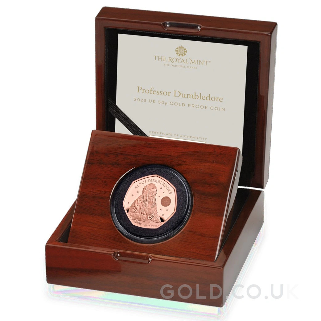 2023 Proof 50p Gold Coin 25th Anniversary of Harry Potter Dumbledore Boxed