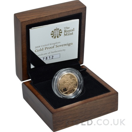 2008 Proof Gold Sovereign Boxed