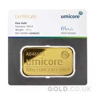100g Umicore Gold Bar