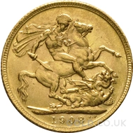 1908 Edward VII Gold Sovereign (London Mint)