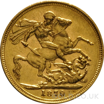 1879 Gold Sovereign Coin Queen Victoria Young Head Melbourne