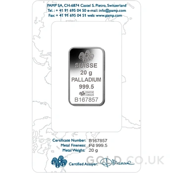 20g Palladium Bar PAMP Lady Fortuna