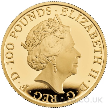 2020 1oz White Lion of Mortimer Gold Coin Queen's Beasts Proof Boxed