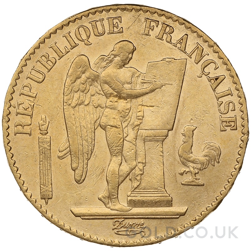 1876 French 20 Francs Gold Coin Guardian Angel A