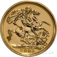 2003 Elizabeth II Fourth Head Gold Half Sovereign