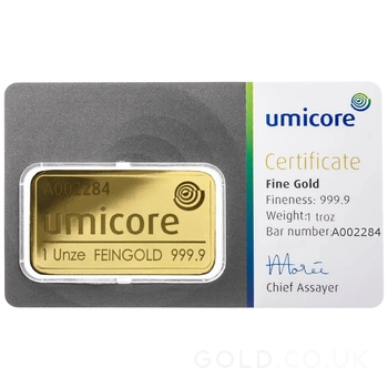 1oz Gold Bar Umicore