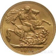 1914 Gold Sovereign Coin George V 