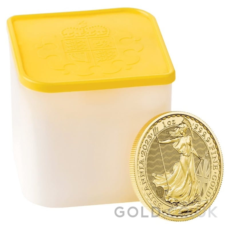 Tube of 10 2023 Queen Elizabeth II Britannia One Ounce Gold Coins