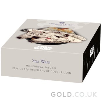 2024 50p Millennium Falcon Star Wars Proof Silver Coin Boxed