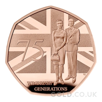 2023 Proof 50p Gold Coin 75 Years of the Windrush Generation Boxed