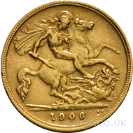 1906 Gold Half Sovereign Coin Edward VII (M)