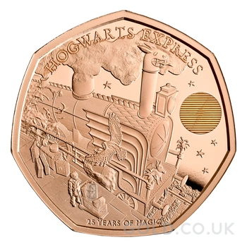 2022 Proof 50p 25th Anniversary of Harry Potter Gold Coin The Hogwarts Express Boxed
