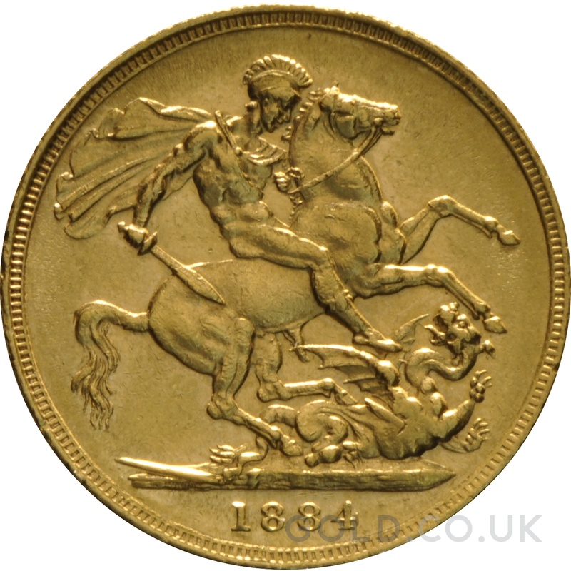 1884 Gold Sovereign Coin Queen Victoria Young Head Sydney