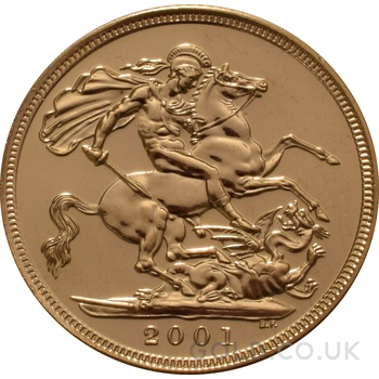 2001 Gold Sovereign Coin Elizabeth II Fourth Head